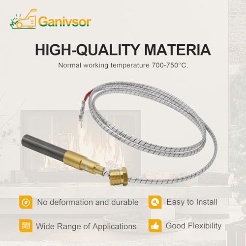 Ganivsor 36\" Thermopile Generators 750 Millivolt Thermopile Q313A for Gas Water Heater/Fireplace/Gas Fryer/Oven, 750 Temperature Resistance Cluster Thermocouple for Fireplace (36\" Aluminum)