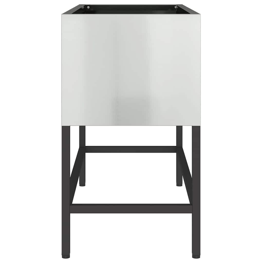 Podwyzszona doniczka ogrodowa metalowa 60x26x45 cm srebrna prostokatna donica na kwiaty na taras balkon odporna na UV stal galwanizowana nowoczesny styl latwy montaz