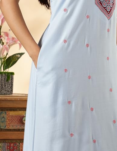 Image of 9shines Label Stylish Alpine Nighty Maxi for Women | Full Length Trendy Nightgown | Premium Nightdress | Nightwear | Heavy Embroidery Nighty with Pockets(2891)
