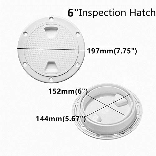Hoffen 6" Hatch Deck Plate White Round Non Slip Inspection Hatch W/Detachable Cover #TOP1