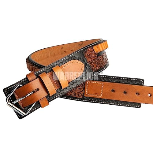 warreplica Full Grain Buff Leather 45 Colt Cartridge Belt Cowboy Belt for .44/45 Ammo Belt Heavy Leather Belts for Men3