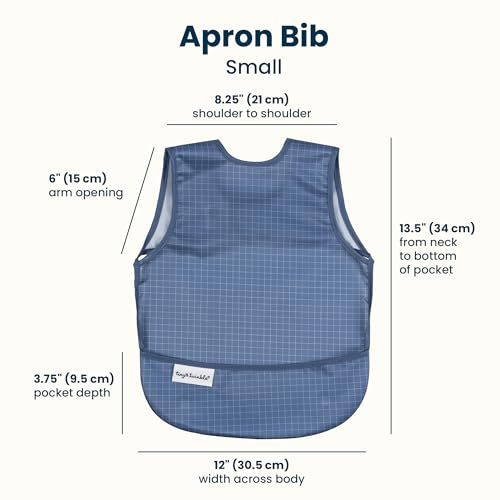 Image of Tiny Twinkle Mess Proof Baby Bib for Girls | Waterproof Toddler Bib for Eating | Baby Apron for Feeding | Machine Washable | Perfect Shower Gift (Grid, 6-24M)