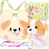 NINAOR Plush Bunny Toys and Dog Toys with Crossbody Bags, Puppy Rabbit Stuffed Animals with Pets Pretend Play Cute Stuff Interactive Electronic Plushies for Toddler Kids Toys