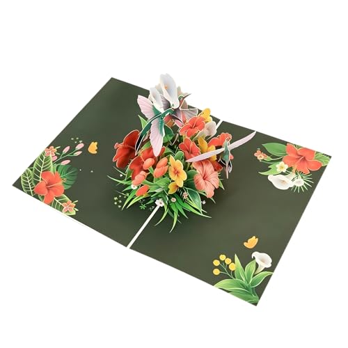 yaartz 3D Pop up Card for Women Wife Mother Daughter Sister, Birthday Anniversary Thinking of You Thank You Get Well, Greeting Card with Envelope and Blank Note Tag-Hummingbird