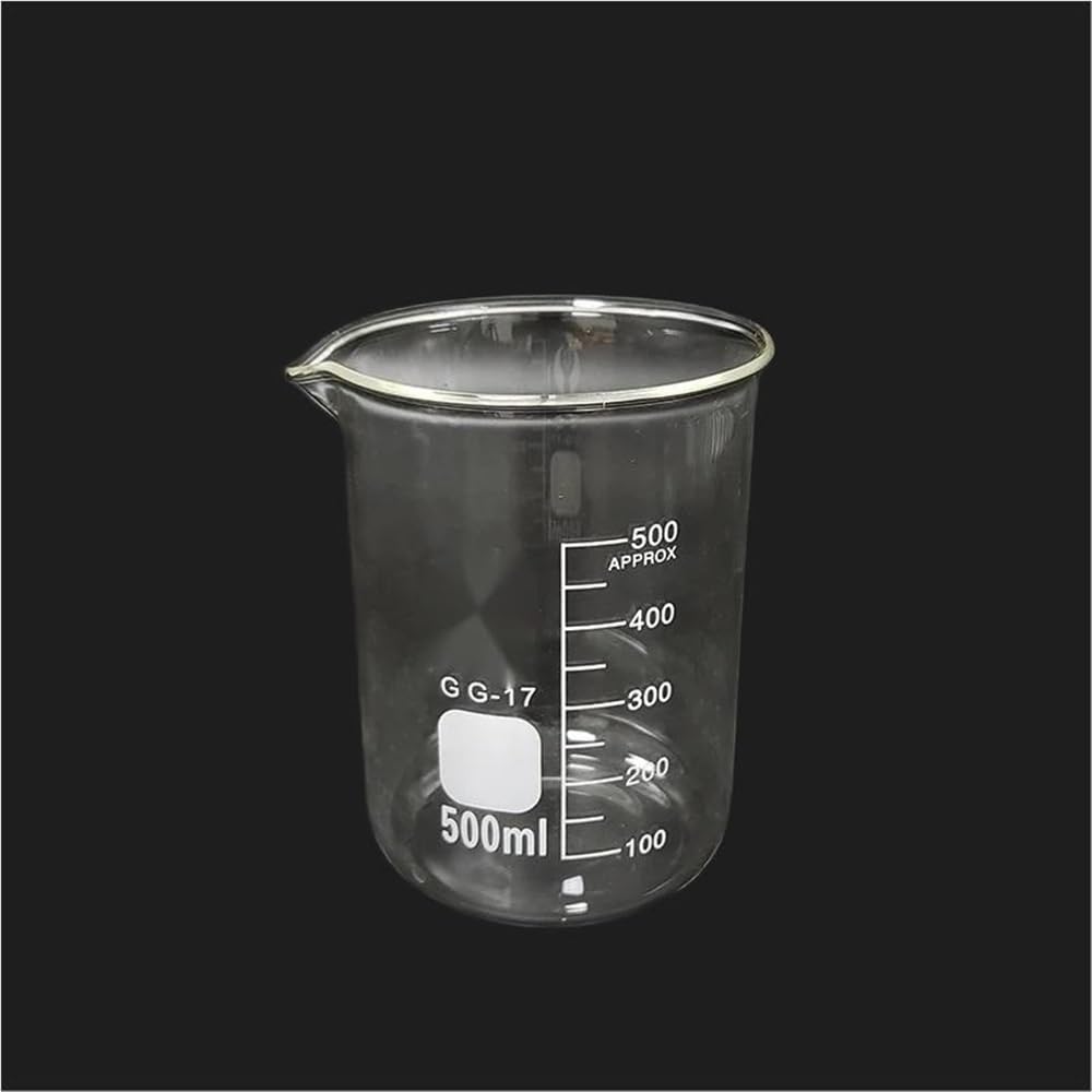 Vasos de precipitados de Vidrio de borosilicato para medición de Laboratorio, Vaso medidor escalable de 500 ml, Vasos para experimentos científicos (1 Unidad)