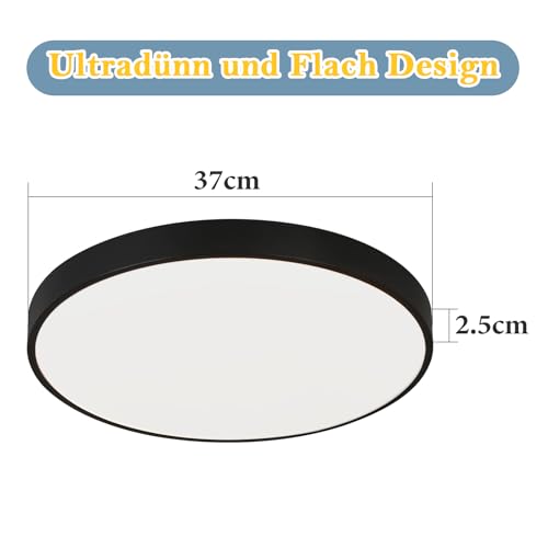 Plafonnier LED plat 37cm noir avec télécommande intensité variable 36W - 3