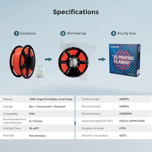 Image of FLASHFORGE 3D Printer Filament, PLA PRO Filament 1.75mm, 1KG Spool (2.2lbs), Dimensional Accuracy + /- 0.02mm for FDM 3D Printers, Better Tenacity & No Knotting (Tangerine)