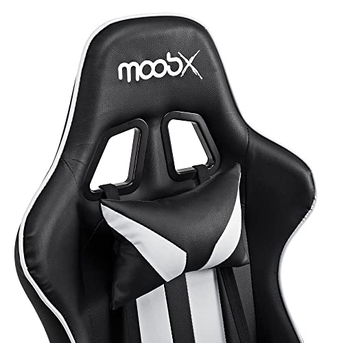 Moob Cadeira Gamer Reclinável Nitro Com Almofadas para Lombar e Pescoço Preto/Branco