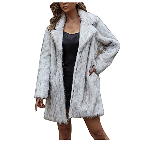 Veste d'hiver à capuche blanche pour femme - Cardigan chaud en herbe artificielle taille M