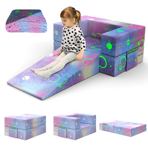 BIERUM Kids Couch, Modular Kids Play Couch with Blanket...