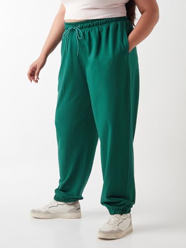 Image of Bewakoof Women's High Rise Air 1.0 Terry Solid Oversized Fit Plus Size Joggers