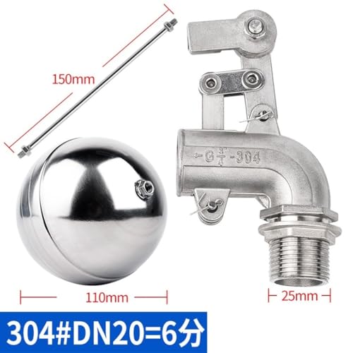 Válvula de bola ajustable en acero inoxidable 304 con codo de 90° de 1" para depósitos 3