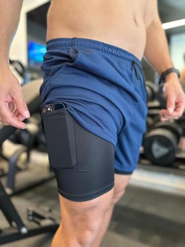 shorts bermuda dry fit para treino 2 em 1 calçao academia fitnes para esportes proteçao uv (G)