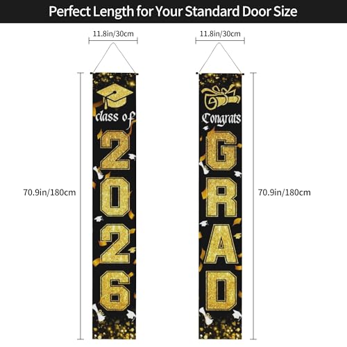 Image of Graduation Decorations 2026 Grad Porch Banner for Any Schools or Grades Graduation Banner Class of 2026 Party Decor