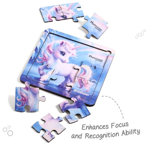 Image of Intelliskills Premium Jigsaw Puzzle for Kids, 36 Pcs Puzzle Set, Set of 4 Fun Learning & Educational Toy for Enhancing Concentration for Kids 3+ Years |Best Birthday Gift, BIS Certified (Unicorn)