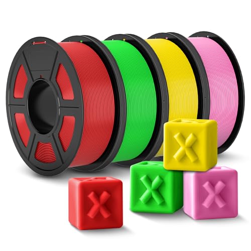 Image of JAYO PLA+ Filament 1.75mm,3D Printer Filament PLA Plus Dimensional Accuracy + /- 0.02 mm, 1.1 Kg Per Spool, Red+Green+Yellow+Pink Pack of 4