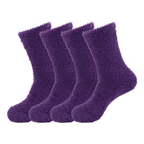 Image of BambooMN Women's Super Soft and Cozy Feather Light Fuzzy Socks - Multiple Color Options - Two Sizes - Value Packs