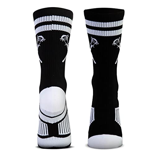 ChalkTalkSPORTS Lacrosse Performance Crew Socks - Retro Crossed Sticks - Youth & Adult - Multiple Colors - Lax Mid-Calf Socks2