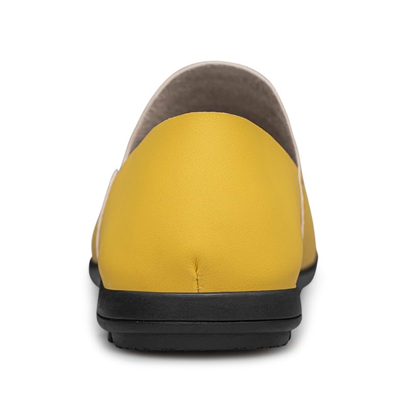 Loafers for Men Round Toe Faux Leather Loafer Shoes Flexible Anti-Slip Resistant Casual Wedding Slip On(Yellow,10)4