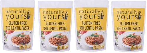 Image of Naturally Yours Red Lentil Pasta | 200g Pack | Gluten-Free, No Maida, No Onion No Garlic, 100% Jain Friendly, Vegan, Preservative-Free | High Plant Protein & Fiber | Healthy Pasta | Pack of 4