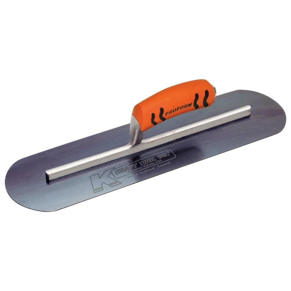 Kraft Tool CF742BPF Blue Steel Pool Trowel with ProForm Handle L-Shank, 16 x 5-Inch