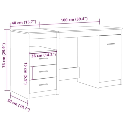 Bureau moderne chêne artisanal stable pour rangement maison et pro