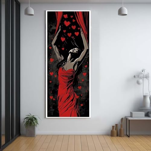 Diamond-painting rouge xxl pour décorer le salon et la chambre avec une broderie diamant