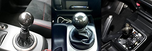 Cuztom Tuning Jdm Round Ball Shape Style Carbon Fiber Auto & Manual Shift Shifter Gear Knob Selector With Color Strip (Blue) #TOP2