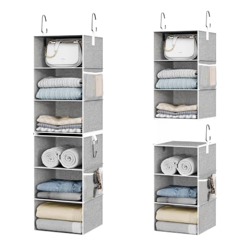 StorageWorks Hanging Closet Organizer, 6-Shelf with 2-in-1 Design, Ivory