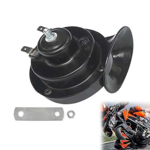 Bocina Coche 12V,12V Bocina de Caracol de Coche,Claxon para Coche,Bocina de Tren de Eléctrica Impermeable,Universal Bocina de Caracol Fuerte Impermeable,12V Cuerno de Aire de Caracol (Negro)