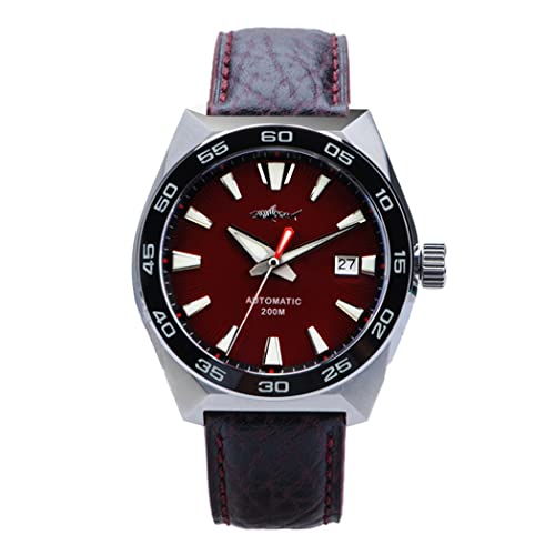 AMOY Amoy Men Automatic Watch Luxury Mens Pilot Watches Mechanical Diver 200M Waterproof C3 Luminous Sapphire NH35 Ceramic Bezel Leather Strap Military (Mens Watches 2) HMSA-21