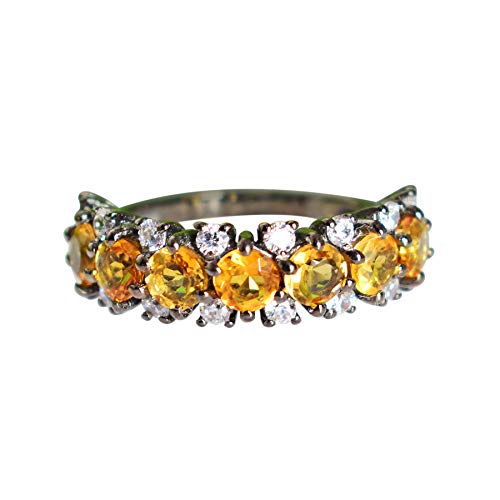 Bague de fiançailles citrine topaze blanche argent sterling 925 taille 57 femme