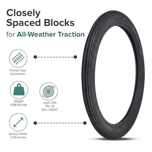 AlveyTech Pneu 2,25-17 para scooters e ciclomotores (conjunto de 2) - Pneus de borracha pneumática d