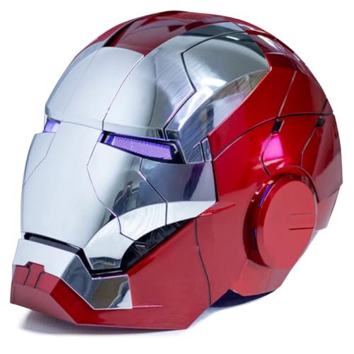 CRFANSHIRT Iron MK5 Casque de cosplay portable avec commande vocale électronique Ouverture et fermeture LED 1:1 Capteur tactile Argenté