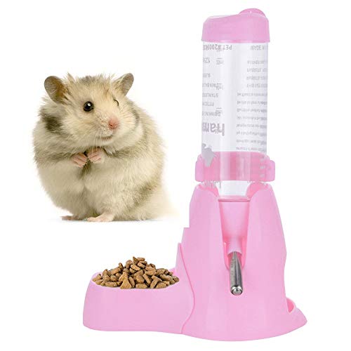 Guardians Hamster Water Bottle,Little Pet Automatic Drinking Bottle With Food Container Base Hut Hanging Water Feeding Bottles Auto Dispenser For Small Animals(125Ml,Pink) #TOP1