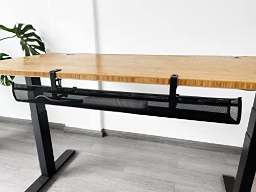 Vwindesk Under Desk 35 Inch Mesh Fabric Cable Management Tray, Power Cable Holder, Cord Organizer, Make Wire Tidy For Height Adjustable Desk, Black #TOP6