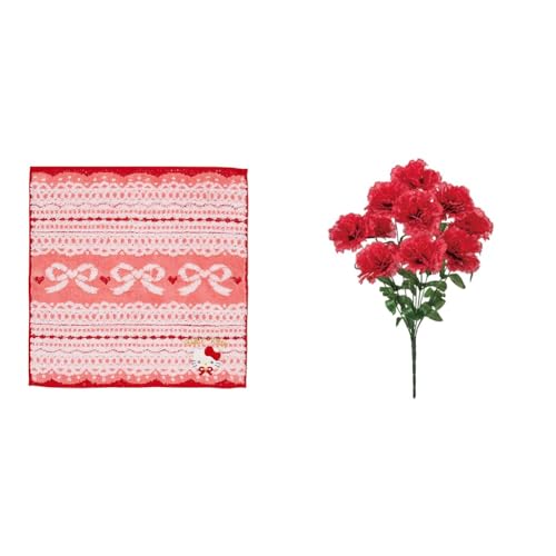 【母の日セット品】サンリオ(SANRIO) プチタオル(レース) ハローキティ ハンカチ 422509 +東京堂(Tokyodo) マリーカーネーションブッシュ セット
