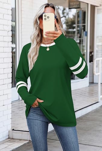 Image of Sampeel Long Sleeve Shirts for Women Color Block Casual Tops Fall Outfits 2026 Basic Tees Trendy Spring Clothes