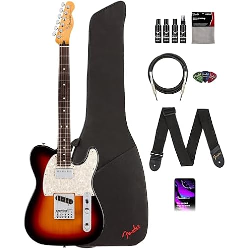Fender Player II Modified Telecaster SH - 3-Tone Sunburst Bundle with Gig Bag, Strap, Cable, 3-Pack Picks, and Guitar Cleaning Kit