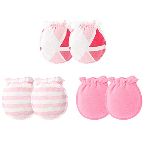 Affe 3 Paare Neugeborene Mädchen Junge Kratzhandschuhe Winter Warmer Fäustlinge Baby Säugling No Scratch Handschuhe (Blassrosa)
