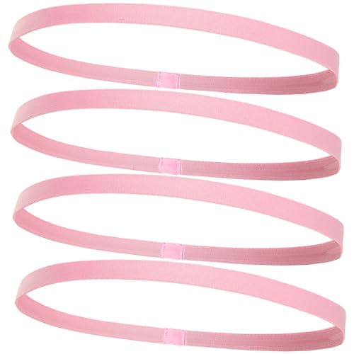 4 Stück Haarband Jungs Sport, Haarband Herren, Stirnband damen, Haarbänder Damen Dünn, für Yoga Fußball Joggen, Fussball-Rosa