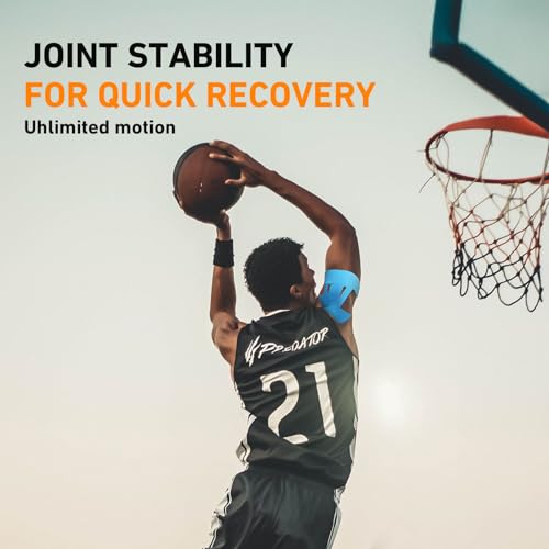 Image of Kinesiology Tape for Shoulder Precut, 24 PCS Shoulder Tape for Pain Relief, KTQUICK Original Cotton Waterproof & Breathable, Enhance Elastic Sports Tape for Pain Support and Muscle Sports, Blue