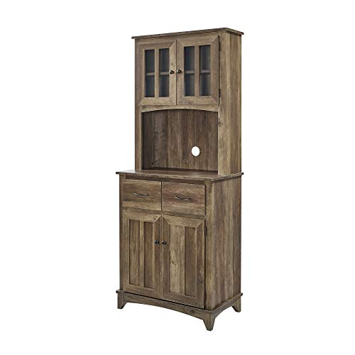 Home Source Microwave Storage Stand With Double Door Top And Bottom Cabinets In Reclaimed Barn Wood Look #TOP2