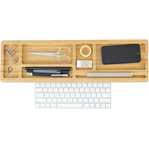 Preisvergleich Produktbild Aufbewahrungsbox Schreibtisch Organizer Bambus Kreative Multifunktions Desktop Organizer Computer Tastatur Halter Bürobedarf Regal (4cm, 6cm) Naturholz (größe : Large)
