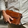 Time Resistance Cognac Brown Leather Clutch Purse for Men - Handmade Men's Wrist Bag - Italian Leather Clutch Bag - Small Business Briefcase - Small Everyday Items Organizer - Men's Handbag #2