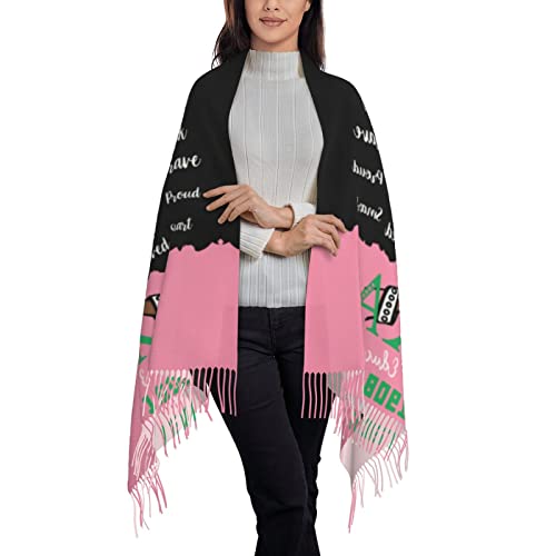 Pink And Green Aka Scarf Sorority Gifts For Women Girls Fashion Large Scarfs For Summer Fall Winter Shawls Wraps With Tassel, One Size #TOP1