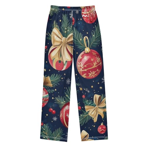 Christmas Balls on Tree Boys Long Pants Soft Trousers Elastic Waist Kids Lounge Bottoms with Pockets S-XL2