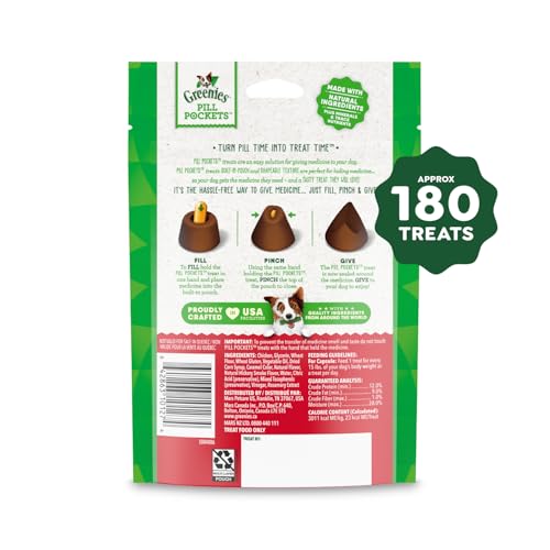 Image of Greenies Pill Pockets for Dogs Large Size, Dog Treat Pouch for Capsule Medication, Hickory Smoke Flavor, (6) 7.9 oz. Pouches