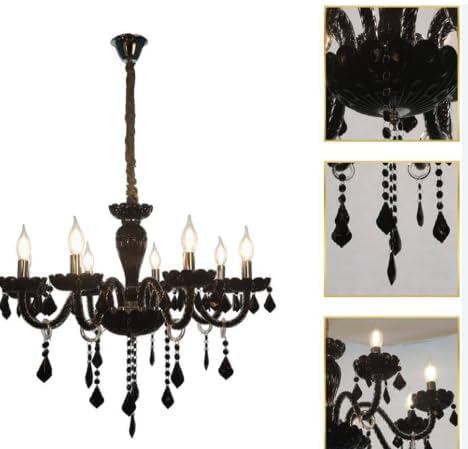 Image of Luxury Modern K9 Crystal Chandelier Lighting Fixture | Italian Style 6-Light Crystal Chandelier Ceiling Light for Living Room, (Antique Black)