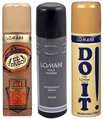 Lomani Pack of 3 200 ml – Unisex (Jasmine, Patchouli, Sandalwood)